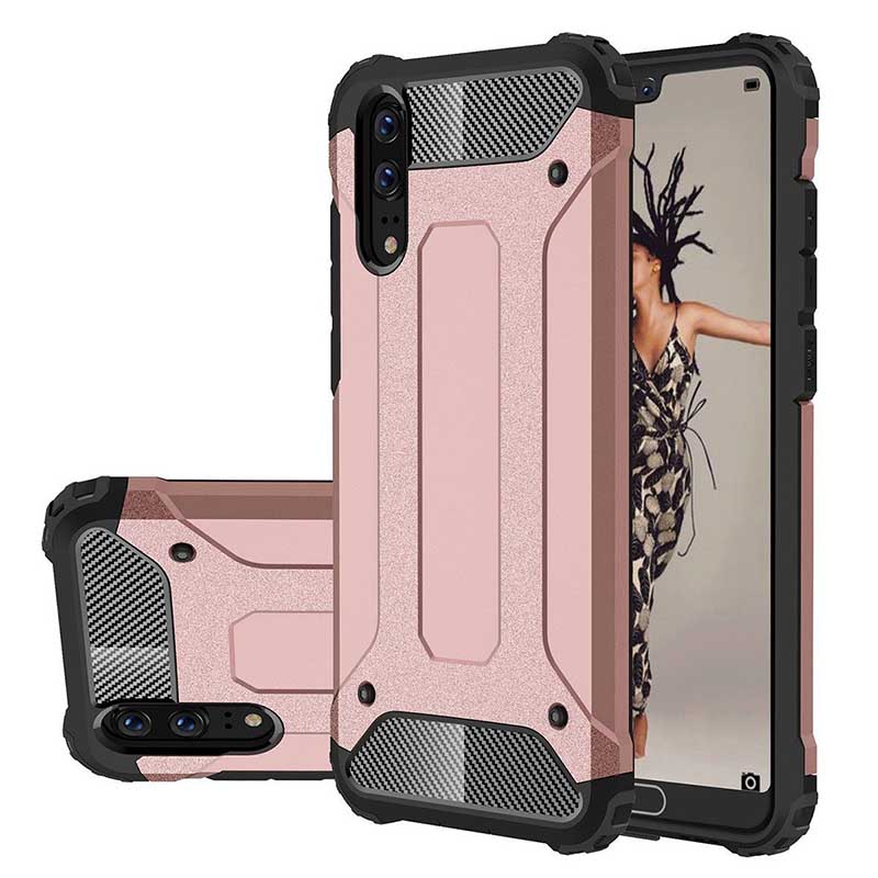 mobiletech-huawei-p20-Hybrid-Rugged-Dual-Layer-Armor-Cover-RoseGold